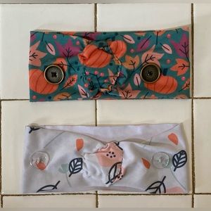 Set of (2) Fall Leaves Headbands w/Buttons